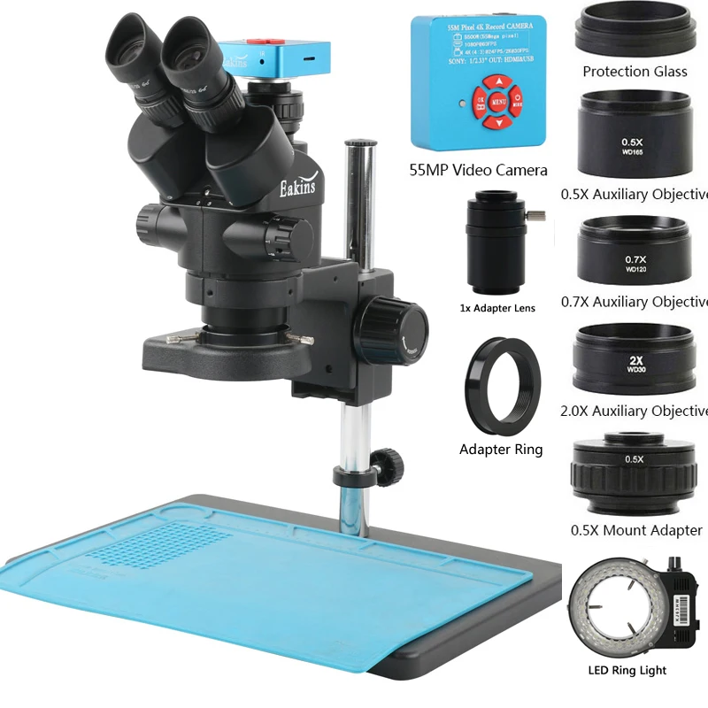 Digital Magnifier Reading - Set Mikroskop Stereo Trinocular Zoom 3.5-90X